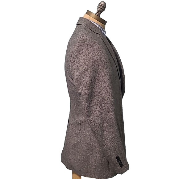 ADOLFO Lambswool TWEED Sport Coat Mens 44R Gray Herringbone Fleck Blazer Jacket - Picture 4 of 16